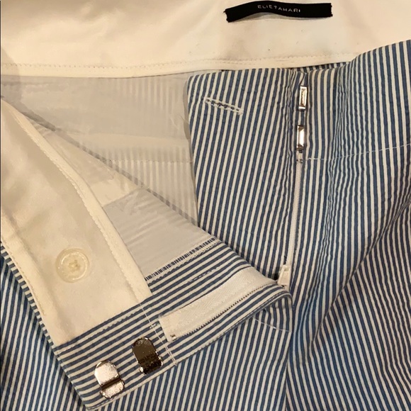 Elie Tahari Pants - ELIE TAHARI SEERSUCKER BLUE & WHITE SLACKS